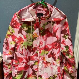 Isaac Mizrahi Live Floral Hooded Jacket Size M Fits M–L Zip Front